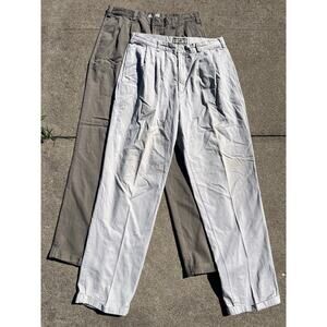 Vtg North Bay Pants Bundle Men‎ Size 36 XL Pleated Front Cotton Khaki Chinos